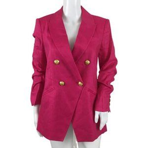Veronica Beard Women's Hirsh Linen Dickey Jacket Gold Button Fuchsia Sz 4, 8, 10